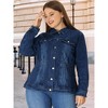 Agnes Orinda Women's Plus Size Classic Denim Washed Front Long Sleeve Casual Jean Jackets - 3 of 4