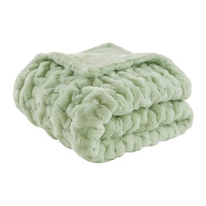AZL1 Life Concept Throw Blankets, Textured Faux Fur Throw for Sofa and Bedroom Luxury Decor, Green, 60"*50"*0.25" - 1 of 4