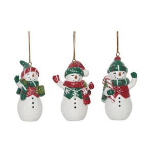 Transpac Resin Vintage Snowman Ornament Set of 3 Christmas Home Decorations - 1 of 1