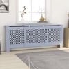 vidaXL MDF Radiator Cover Gray - Stylish and Adjustable Living Room Cabinet with Modern Slatted Design and Extra Shelf Space - 2 of 4