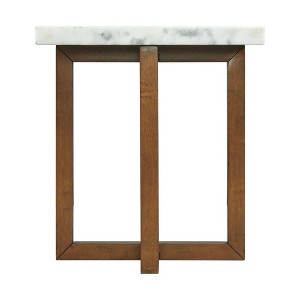 Meyers Marble Square End Table White - Picket House Furnishings: Mid-Century Modern, Rubberwood Frame, 24" Height - 1 of 4