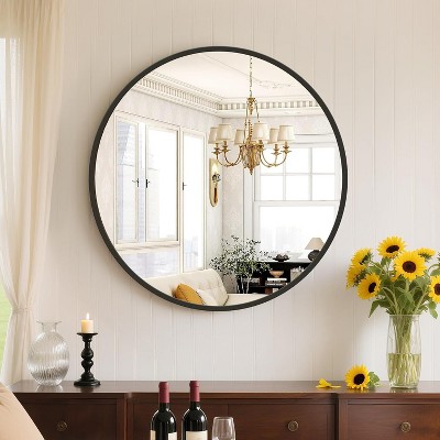 Round Wall Mirror for Bathroom Over Sink, Vanity and Entryway Decor