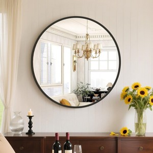 Round Wall Mirror for Bathroom Over Sink, Vanity and Entryway Decor - 1 of 4