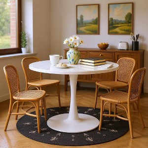 Hooseng Round Dining Table with MDF Table Top and Metal Base, Mid-Century Modern Dining Room Table for 2 - 4 Person - 1 of 4