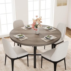 Nasitip 47" Round Industrial Dining Table for 4–6, Rustic Wooden Kitchen Table with Sturdy Metal Frame (No Chairs) - 1 of 3