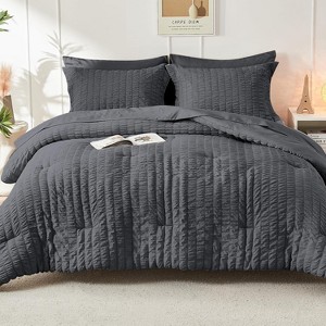 BAGOKIE Seersucker Bed in a Bag 5/7 Pieces Comforter Set for All Season - 1 of 4