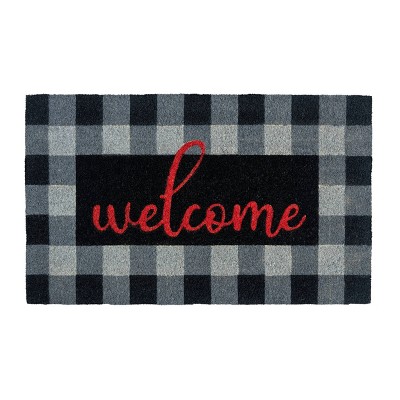 Buffalo Plaid Red and Black Coir Outdoor Doormat