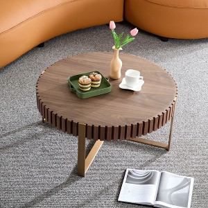 NicBex Handcrafted 32" Round Wooden Coffee Table, Sturdy Pedestal Base, Small Center Table for Living Room Office Easy Assembly - 1 of 4