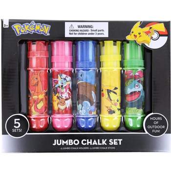 Pokemon 5 Pack Jumbo Sidewalk Chalk with Holders