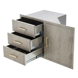 Stainless Steel Outdoor Kitchen Door Drawer Combo - Triple Drawers & Access Door,Propane Storage & Adjustable Garbage Ring - 1 of 4