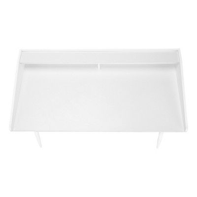 Vynxaria 48" White Minimalist Computer Desk Modern Home Office Workstation with Storage Shelves