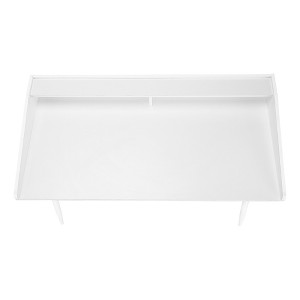 Vynxaria 48" White Minimalist Computer Desk Modern Home Office Workstation with Storage Shelves - 1 of 4