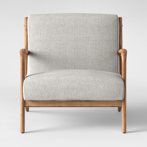 Esters Wood Armchair Project 62, Grey Accent Chair With Wooden Arms