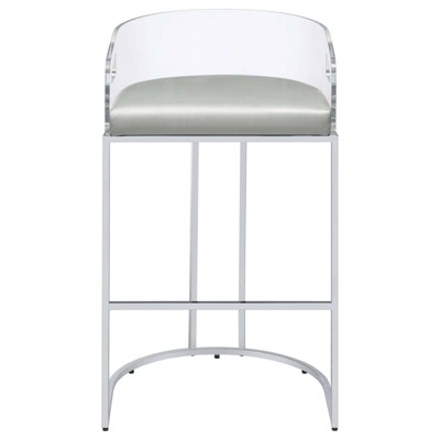 Gray Acrylic and Chrome Bar Stools with Leatherette Cushions