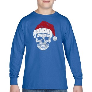 LA Pop Art Santa Skull - Boy's Word Art Long Sleeve T-Shirt - 1 of 4