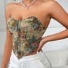 Women's Summer Casual Bustier Corset Tops Vintage Floral Strapless Sleeveless Corset Bustier Top Tops Embroidery Party Tops Shapewear Top - 2 of 4