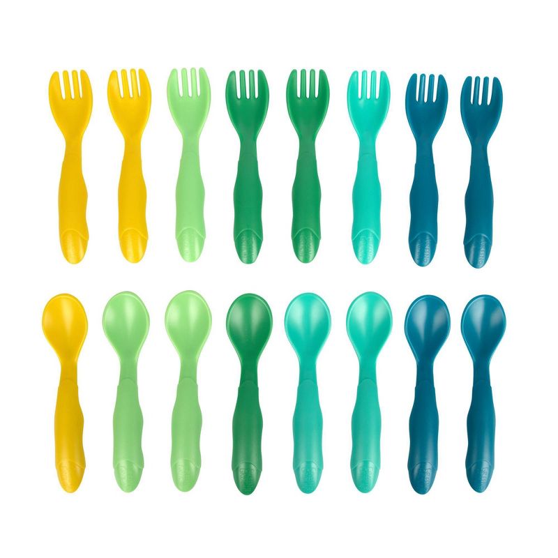 The First Years GreenGrown Reusable Flatware - Toddler Forks &#38; Spoons - Blue/Aqua/Yellow/Green - 16pk, 1 of 11