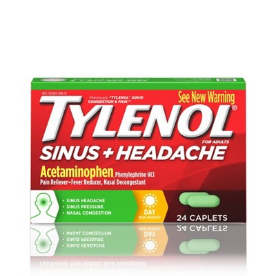 Tylenol Sinus Daytime Non-Drowsy Congestion & Pain Relief Caplets - 24ct