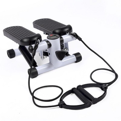 BestParts Foldable Mini Stepper w/Resistance Bands, LCD Display & Non-Slip Pedals for Home Gym, Black