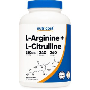 Nutricost L-Arginine L-Citrulline Complex 750mg, 240 Capsules - Non-GMO - 1 of 4