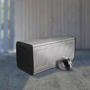 vidaXL Patio Storage Box 54.3 in.x20.9 in.x22.4 in. 87.2 gal Dark Gray and Black - 1 of 4