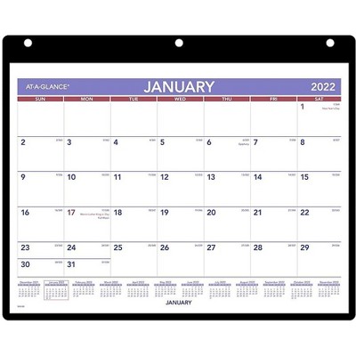 AT-A-GLANCE 2022 8" x 11" Monthly Calendar White/Red/Purple/Black SK8-00-22