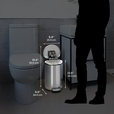 Stainless Steel Semi-Round 2 Gallon Step Trash Can with Odor Filter