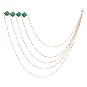 Unique Bargains Bouquet Square Rhinestone Square Tassel Chain Brooch Lapel Suit Pins 1 Pc - 1 of 4