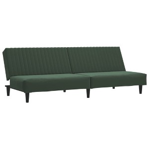 vidaXL 2-Seater Velvet Sofa Bed Convertible Loveseat Sleeper - Dark Green, Soft Upholstery, Sturdy Wood Frame, for Living Room, Small Spaces - 1 of 4