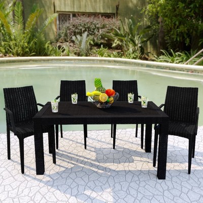 Mace Modern Black Weave Indoor/Outdoor Dining Chair Set of 4