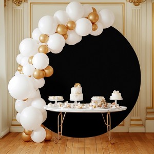 7.2ft Round Arch Backdrop Cover for Wedding Baby Shower Photography Birthday Party Background, Circle Arch Stand With Bottom Zipper, Ivory - 1 of 4