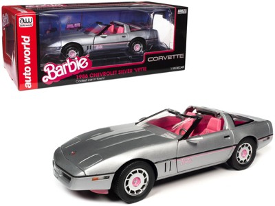1986 Chevrolet Corvette Convertible Silver Met. w/Pink Interior "Silver Screen Machines" 1/18 Diecast Model Car by Auto World