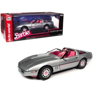 1986 Chevrolet Corvette Convertible Silver Met. w/Pink Interior "Silver Screen Machines" 1/18 Diecast Model Car by Auto World - 1 of 4