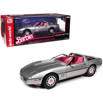 1986 Chevrolet Corvette Convertible Silver Met. w/Pink Interior "Silver Screen Machines" 1/18 Diecast Model Car by Auto World