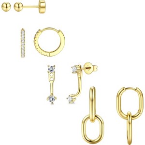 Small Hoop Earrings for Women Hypoallergenic Surgical Steel Flat Back Earring Stacks Set (4 Pairs) - 1 of 4