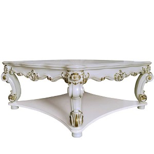 50" Vendome Coffee Table Antique Pearl Finish - Acme Furniture: Elegant Square Design, Scrolled Legs, No Assembly Required - 1 of 4