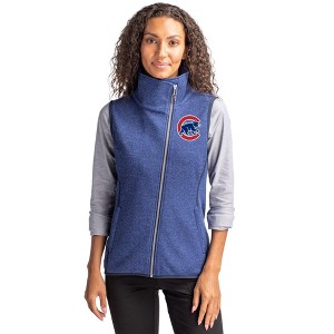 Chicago Cubs Cutter & Buck Mainsail Sweater Knit Womens Asymmetrical Vest - 1 of 1
