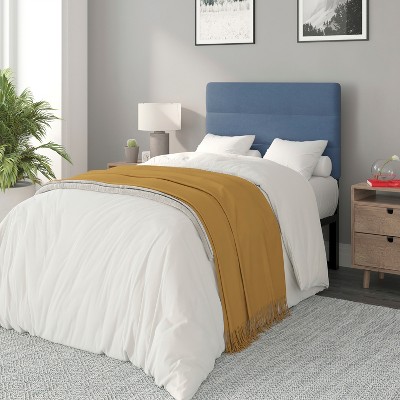 Flash Furniture Paxton Twin Channel Stitched Fabric Upholstered Headboard, Adjustable Height from  44.5" to 57.25" - Blue
