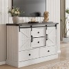 Television Stands with Large 4 Drawers and Bar Handles, Farmhouse Entertainment Center with Sliding Barn Doors - 2 of 4