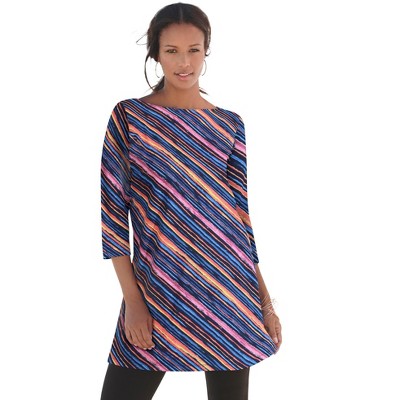 Roaman's Women's Plus Size Boatneck Ultimate Tunic With Side Slits