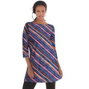 Roaman's Women's Plus Size Ultimate Boatneck Tunic With Side Slits - 1 of 4