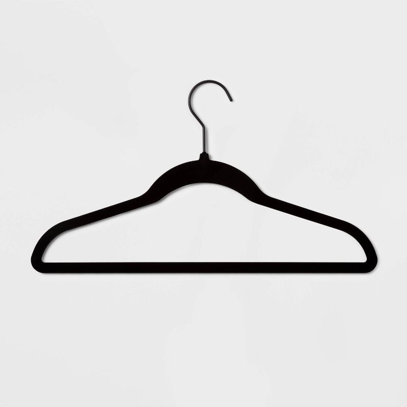 10pk Petite Flocked Hangers Black - Brightroom&#8482;, 4 of 6