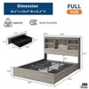 Jojoka Full/Queen Size Bed Frame with Bookcase Headboard, 4 Storage Drawers, Charging Station, Metal Support, No Box Spring Needed, Noise-Free - 2 of 4