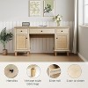 Brafabhome Computer Desk with Power Outlets, Writing Desk with 3 Drawers & 2 Storage Cabinet, Rattan Executive Desk for Bedroom Home office | Nature - 4 of 4
