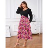 Womens Plus Size Summer Short Sleeve Boho Print Flared Long Dress - 3 of 4