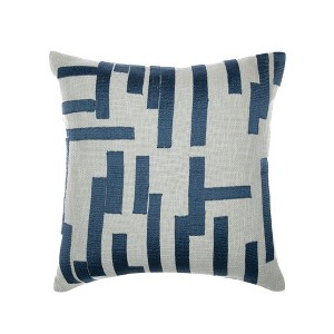 20" Red and Ivory Geometric Cotton Blend Throw Pillow With Embroidery - 1 of 4
