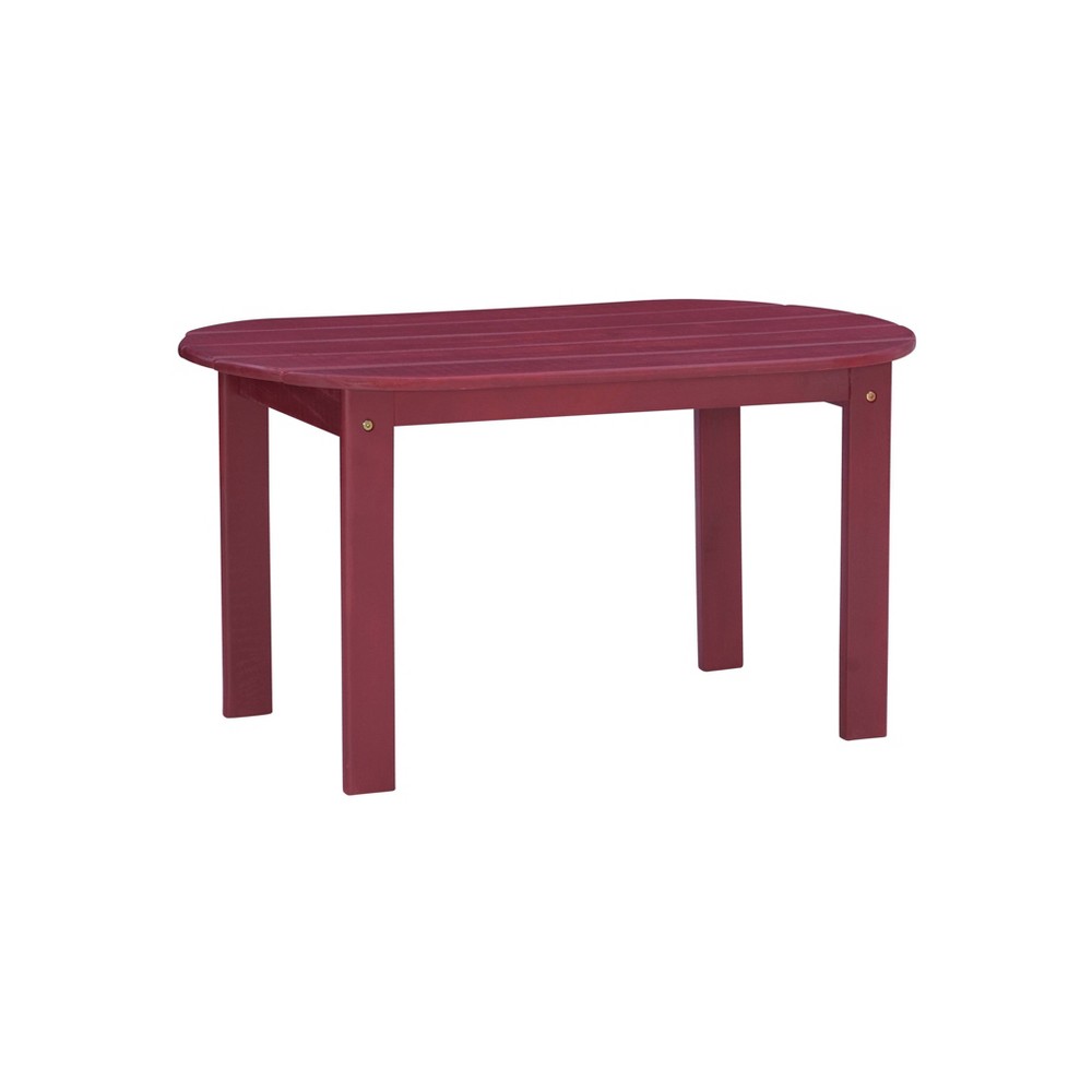 Outdoor Acacia Wood Oval Adirondack Accent Table Red - Linon: UV & Weather-Resistant, Stained Finish, 75lb Capacity