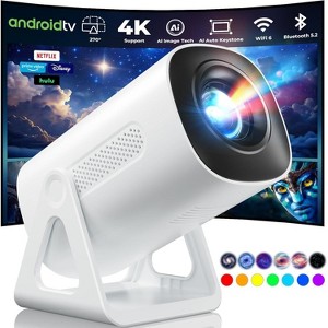 ELEPHAS Mini Projector, 4K 1080P Support projector with wifi and bluetooth,with Android TV OS & 8000+APPS for Phone/TV Stick/Laptop/HDMI - 1 of 4