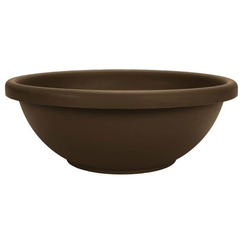 Chocolate Brown Stoneware Clay Bowls Low Shallow Bowl White