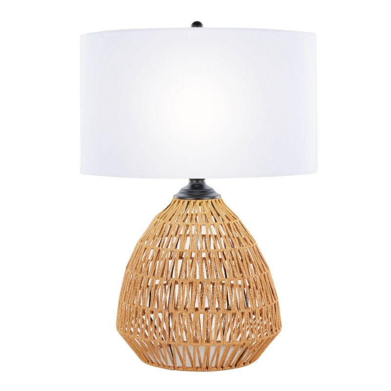 LumiSource Congo 29&#34; Contemporary Rattan Table Lamp Natural Rope Rattan Matte Black Metal and White Linen Shade from Grandview Gallery, 2 of 6